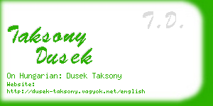 taksony dusek business card